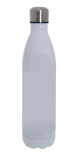 White insulated bottle with silver cap on a white background